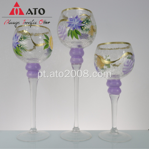 Moderno luxo vidro de cristal de vela conjunto de vela de casamento titular ouro usar decoração